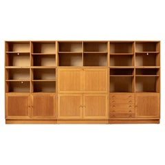 Danish Modern Oak Modular Wall Unit, Mid Century Bookcase Display Cabinet