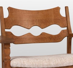 Danish Modern Henning Kjaernulf Oak pair of razorblade Armchairs, 1970's