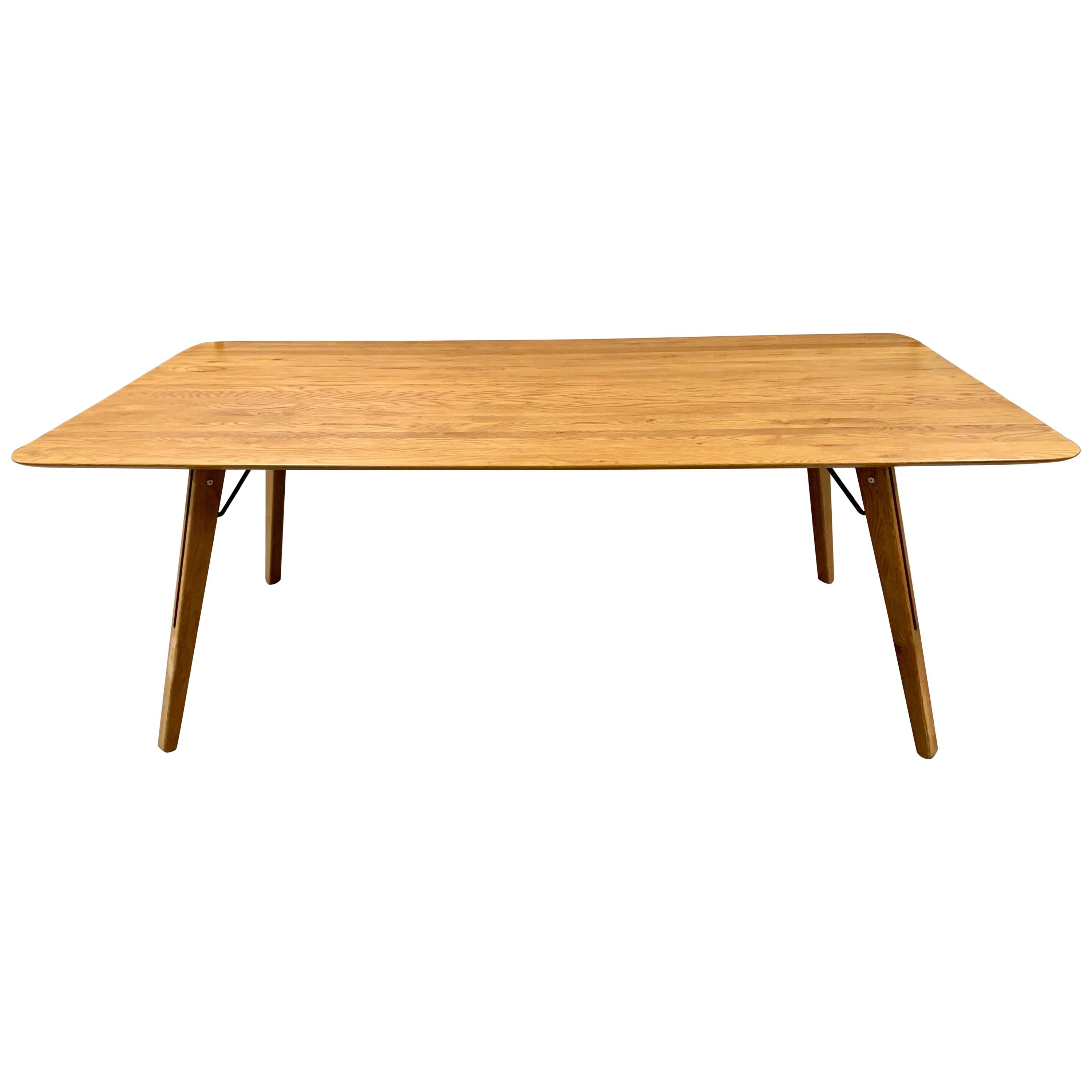 Danish Modern Oak Plank Midcentury Style Sleek Dining Table Writing Desk