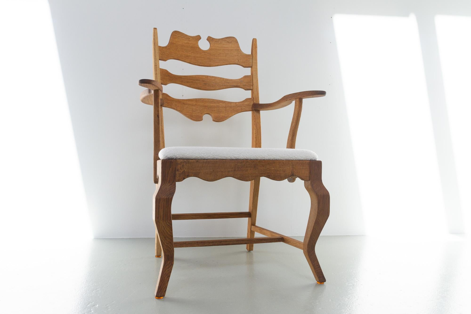 Danish Modern Oak Razorblade Armchair by Henning Kjærnulf for EG Møbler, 1960s 5