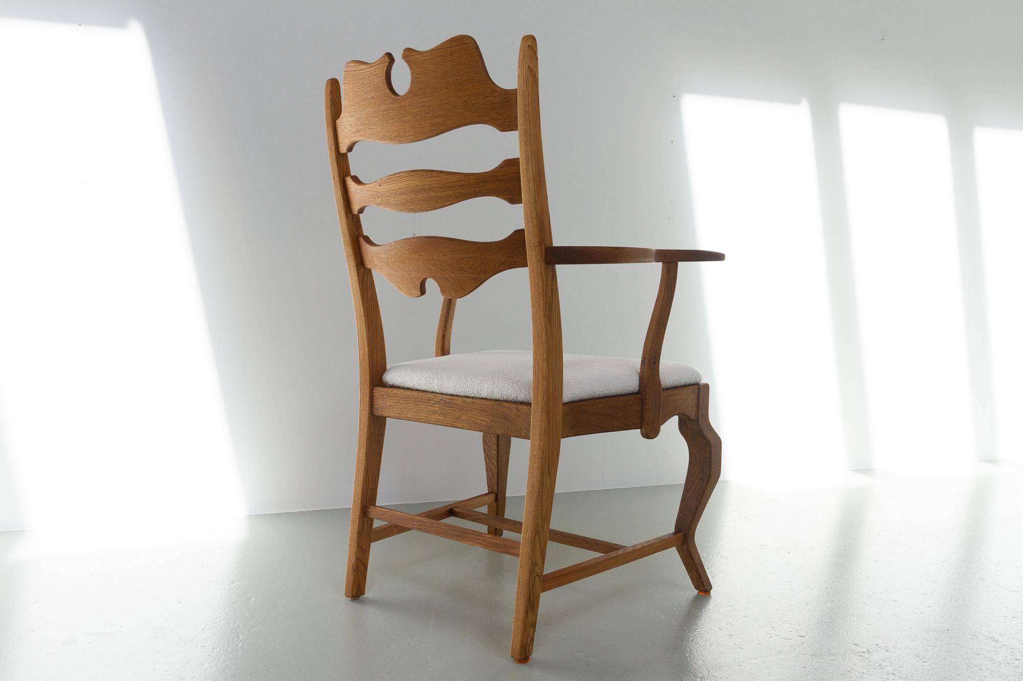 Danish Modern Oak Razorblade Armchair by Henning Kjærnulf for EG Møbler, 1960s 6