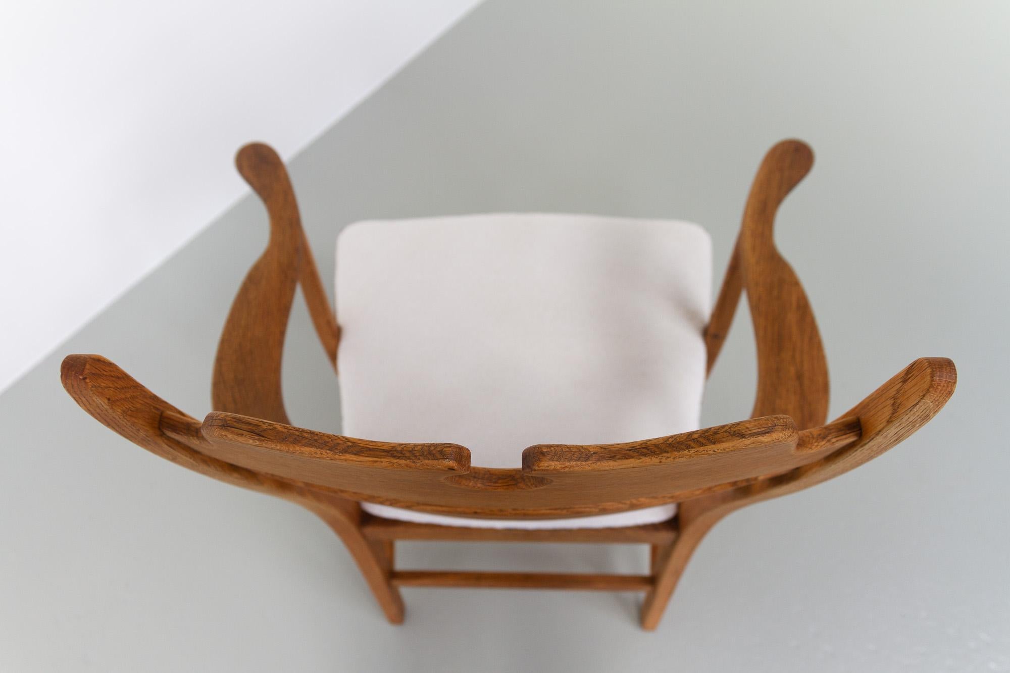 Danish Modern Oak Razorblade Armchair by Henning Kjærnulf for EG Møbler, 1960s 10