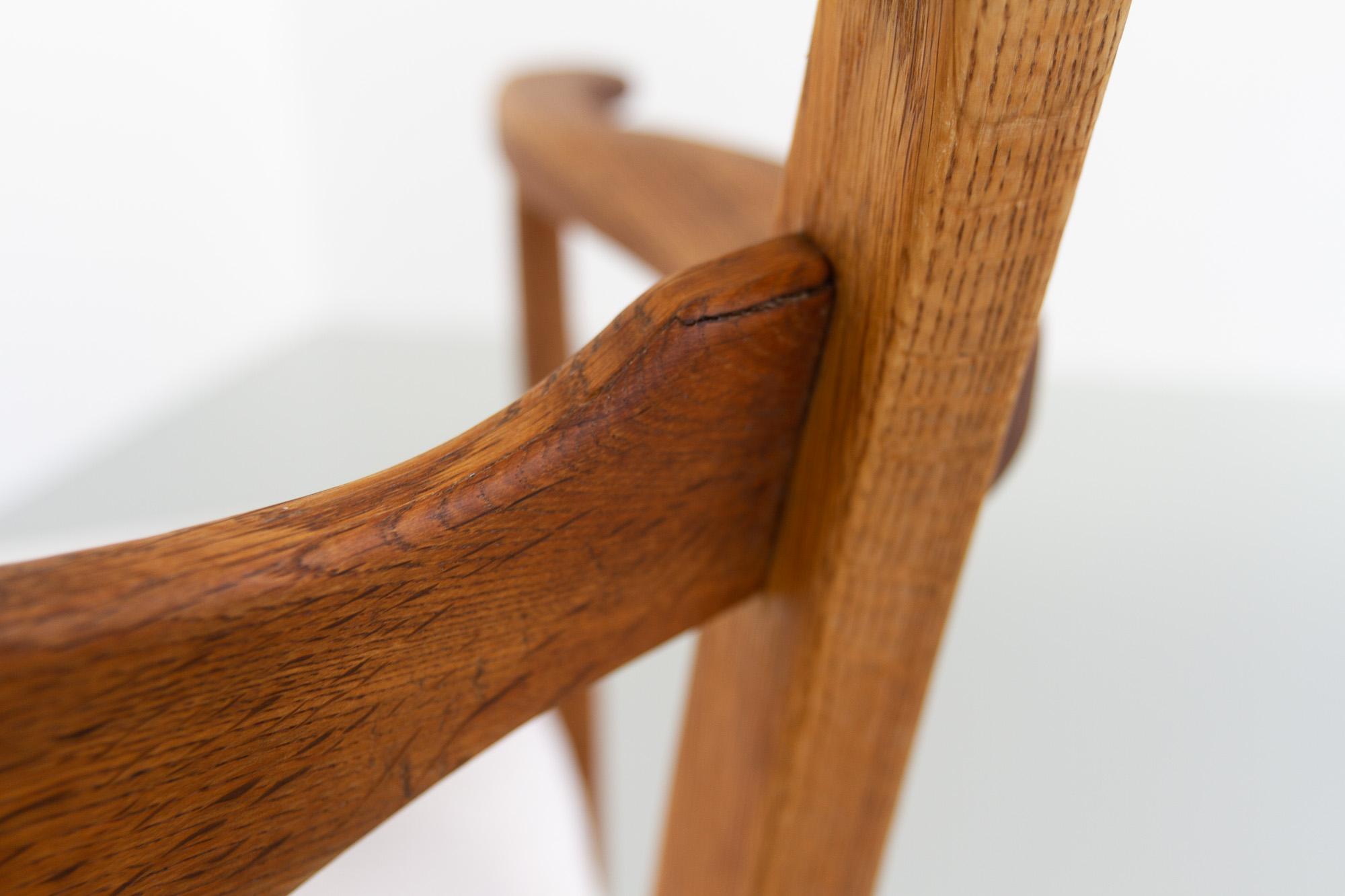 Danish Modern Oak Razorblade Armchair by Henning Kjærnulf for EG Møbler, 1960s 11