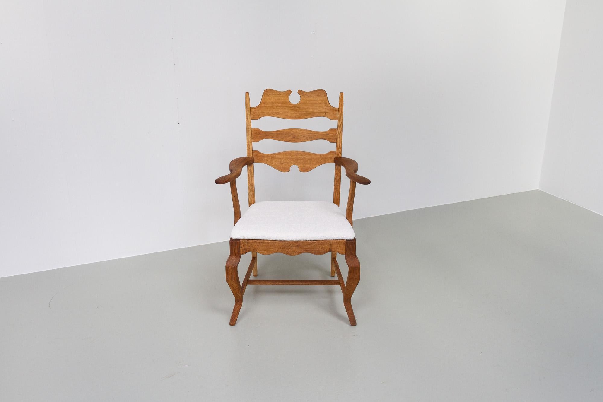 Danish Modern Oak Razorblade Armchair by Henning Kjærnulf for EG Møbler, 1960s 13