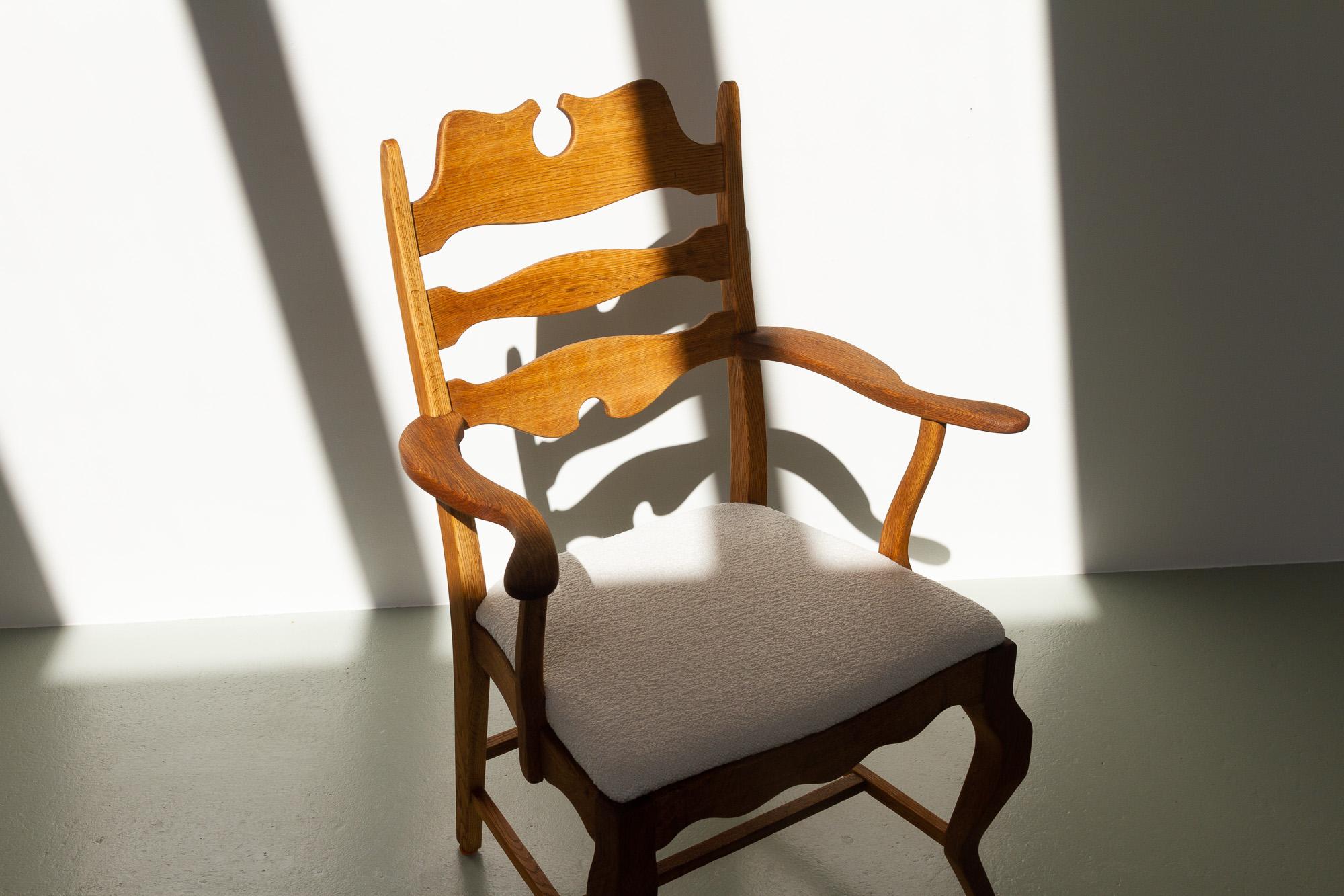 Scandinavian Modern Danish Modern Oak Razorblade Armchair by Henning Kjærnulf for EG Møbler, 1960s