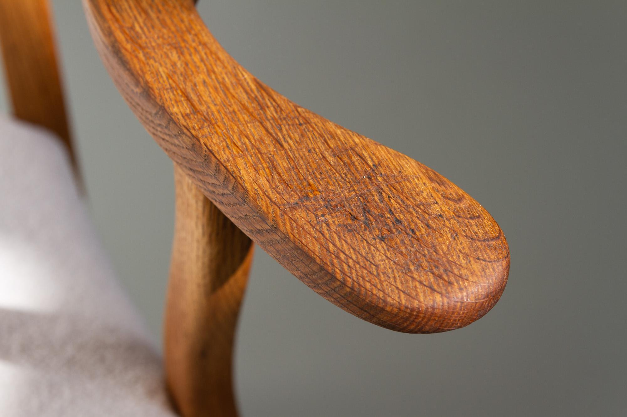 Danish Modern Oak Razorblade Armchair by Henning Kjærnulf for EG Møbler, 1960s In Good Condition In Asaa, DK