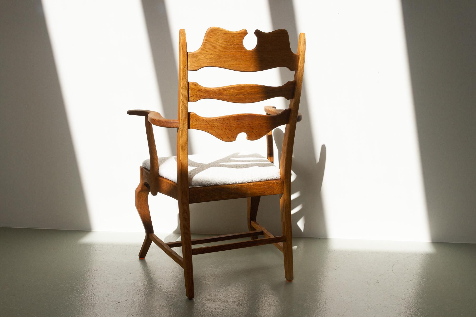 Mid-20th Century Danish Modern Oak Razorblade Armchair by Henning Kjærnulf for EG Møbler, 1960s