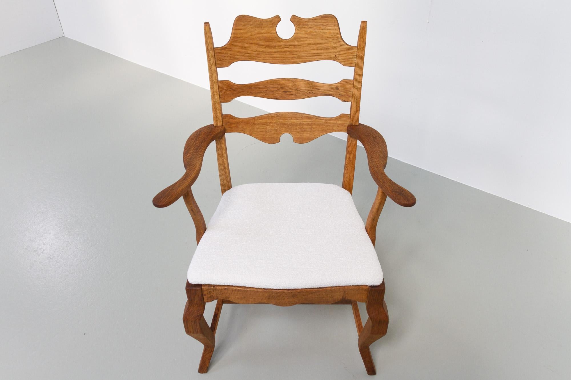 Danish Modern Oak Razorblade Armchair by Henning Kjærnulf for EG Møbler, 1960s 1
