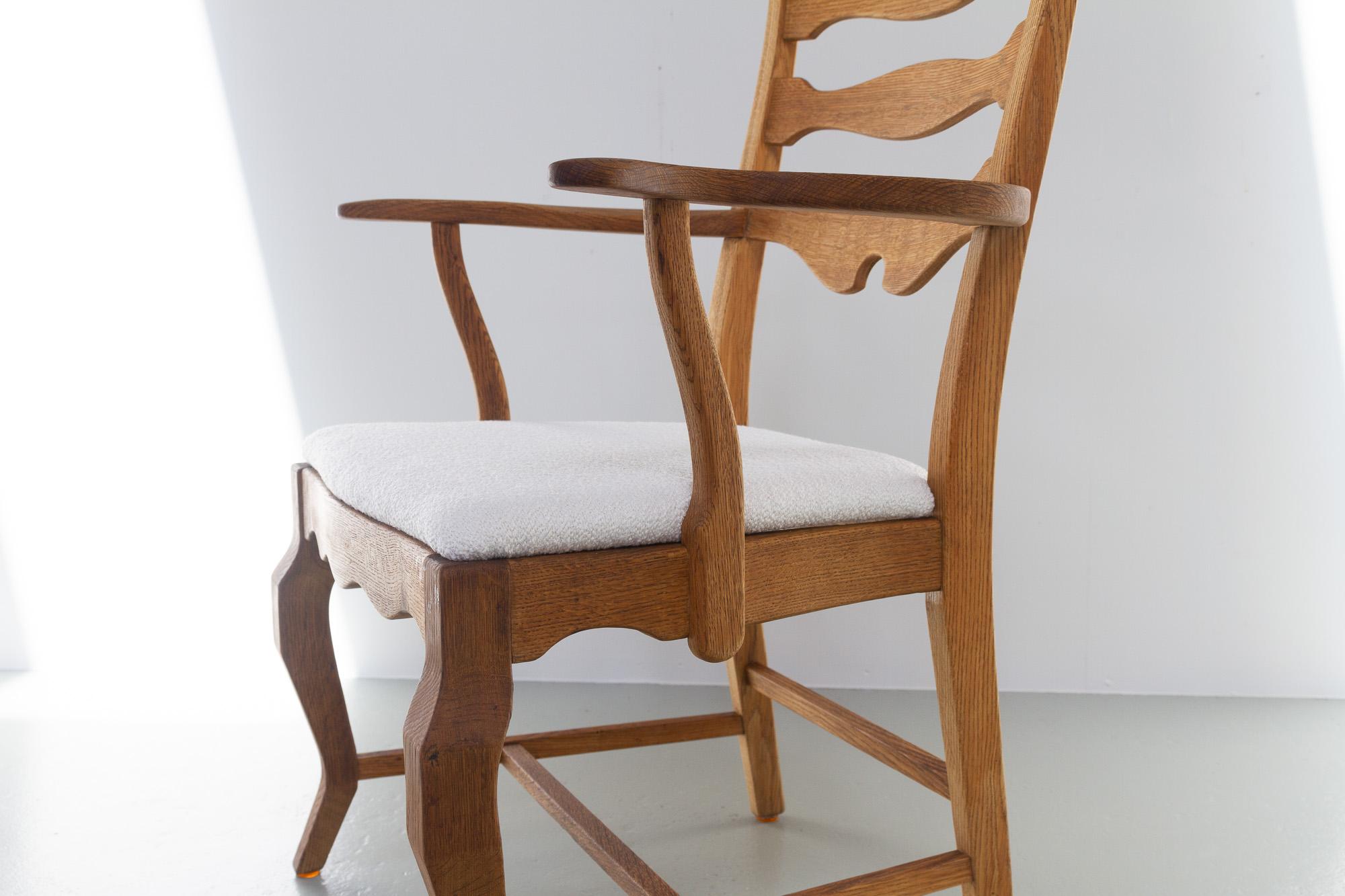 Danish Modern Oak Razorblade Armchair by Henning Kjærnulf for EG Møbler, 1960s 3