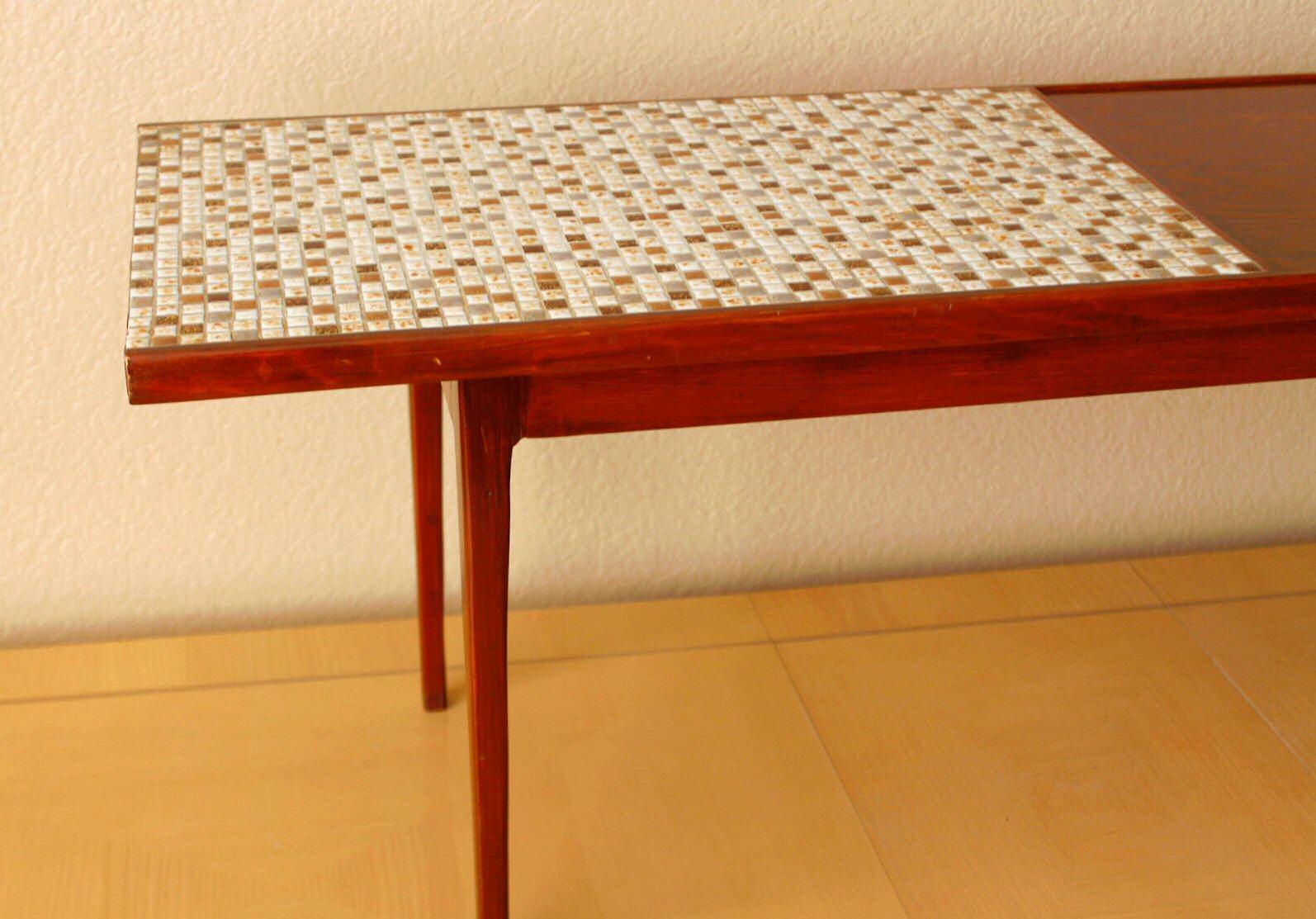 Mid-20th Century Danish Modern Oak Rosewood & Inlaid Tile Mosaic Coffee Table! MCM Wegner 1950s  For Sale