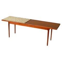 Table basse moderne danoise en chêne, bois de rose et mosaïque de carreaux incrustés ! MCM Wegner 1950s 