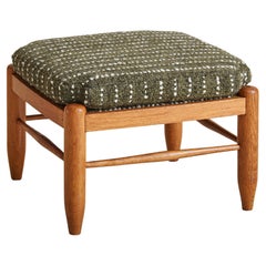 Danish Modern Oak Stool in Forest Green Wool, 1960s - 2 Available
