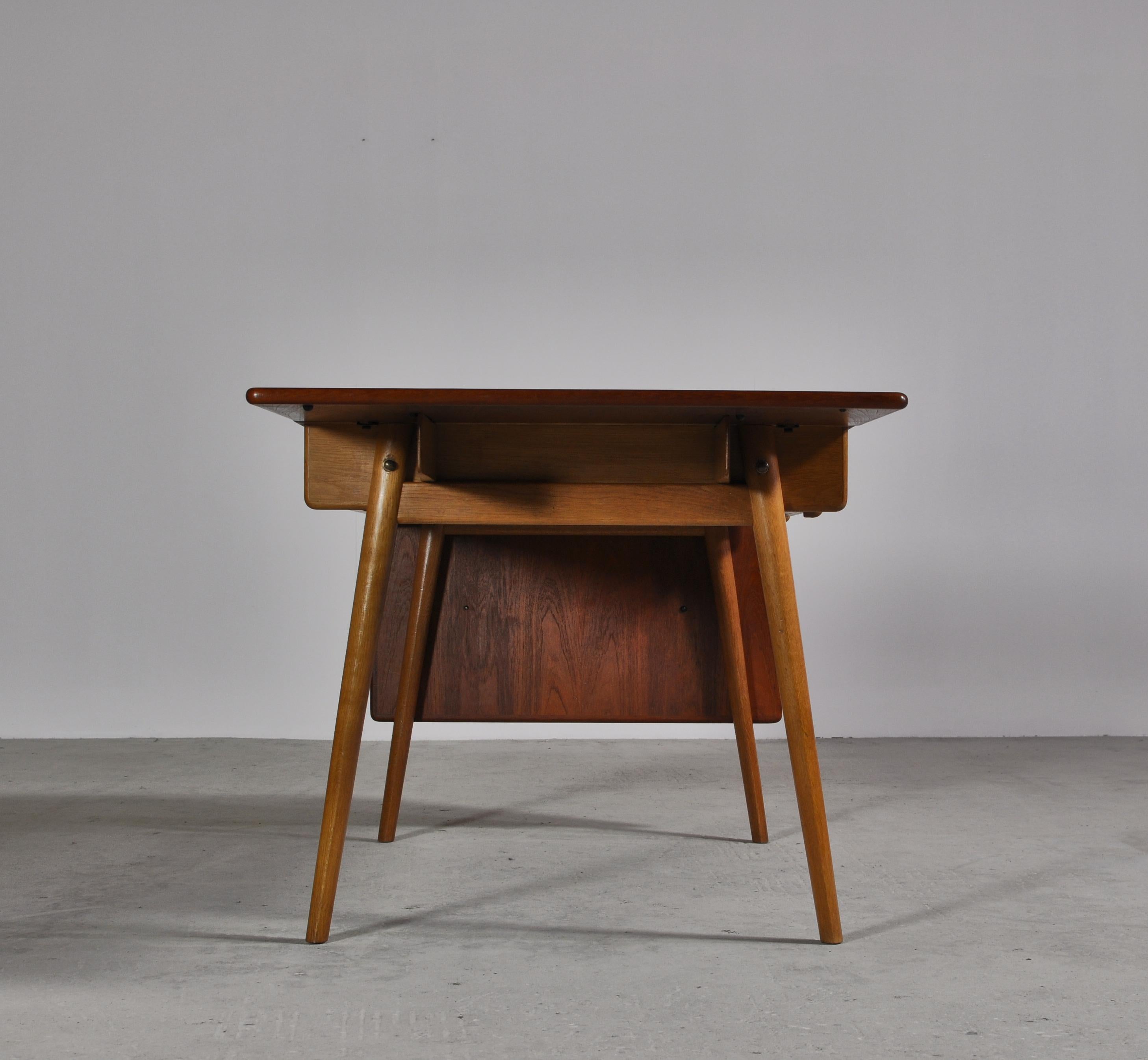 Danish Modern Oak & Teakwood Desk 