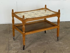 Danish Modern Oak Tile-Top Bar Trolley, Henning Kjærnulf, 1960s