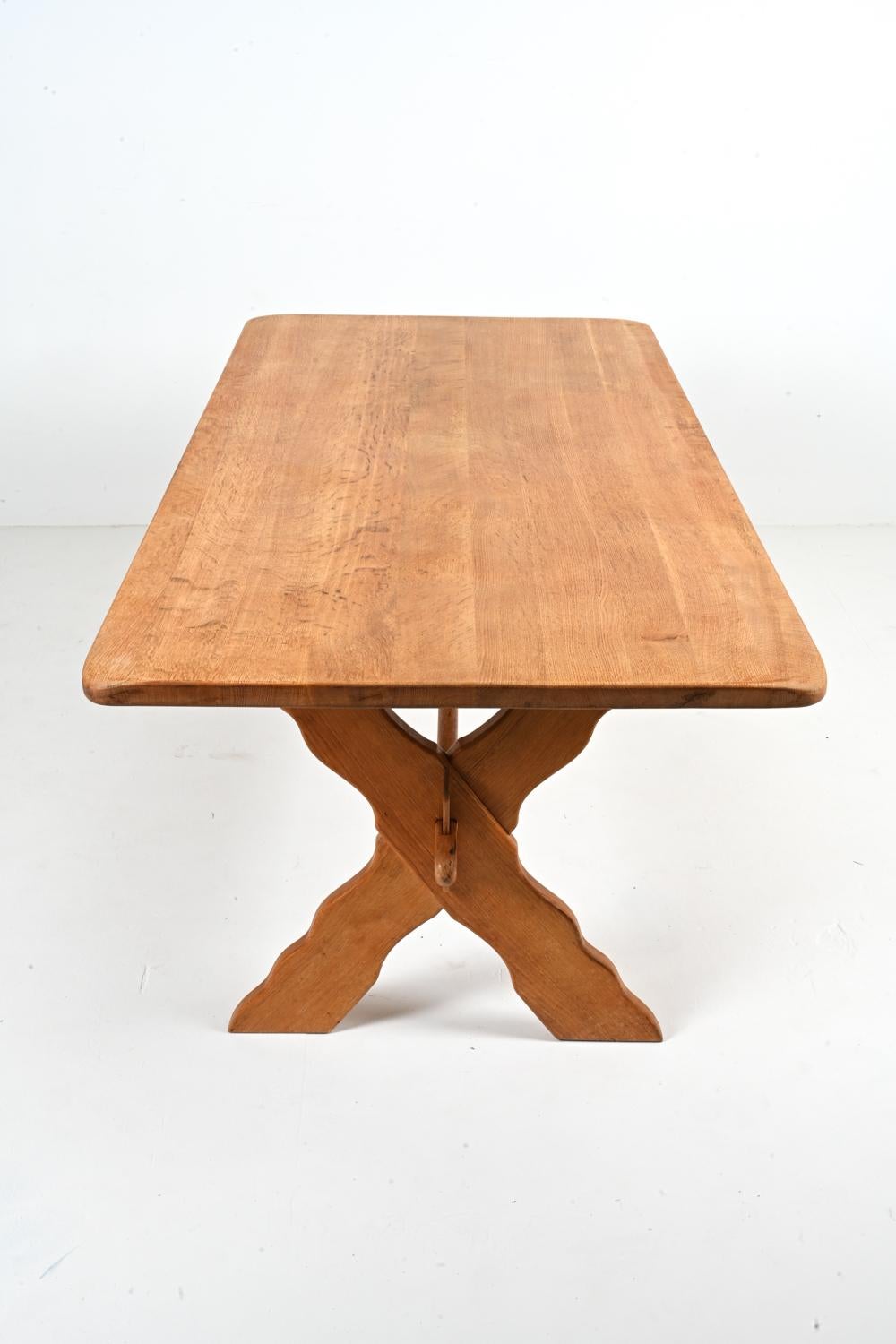 Danish Modern Oak Trestle Dining Table Attributed to Henning Kjærnulf For Sale 5