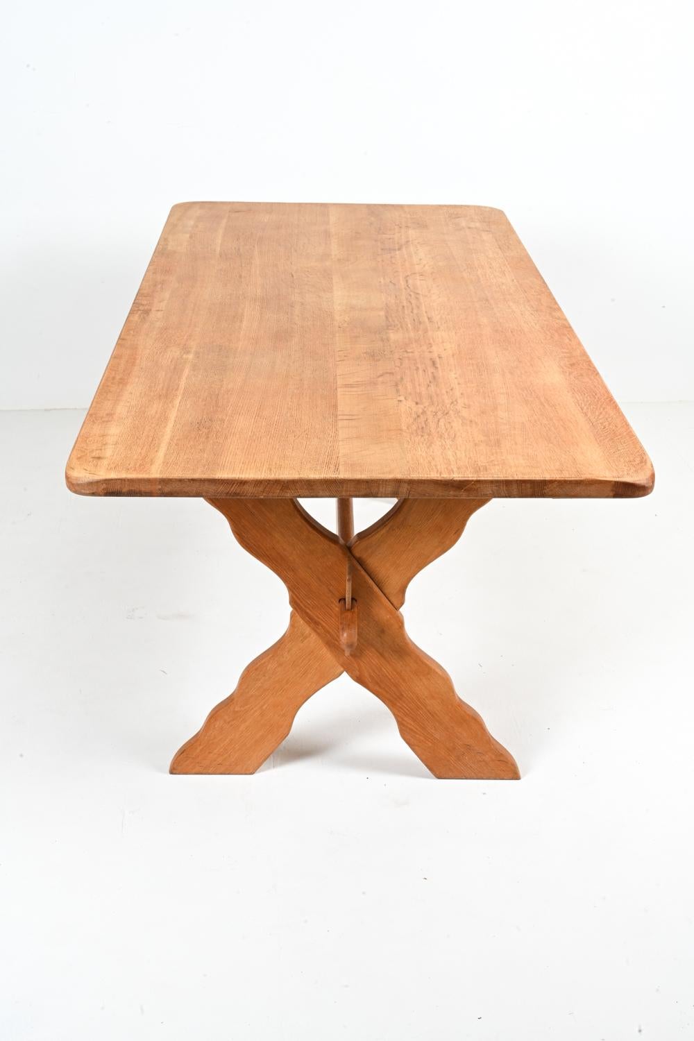 Danish Modern Oak Trestle Dining Table Attributed to Henning Kjærnulf For Sale 9