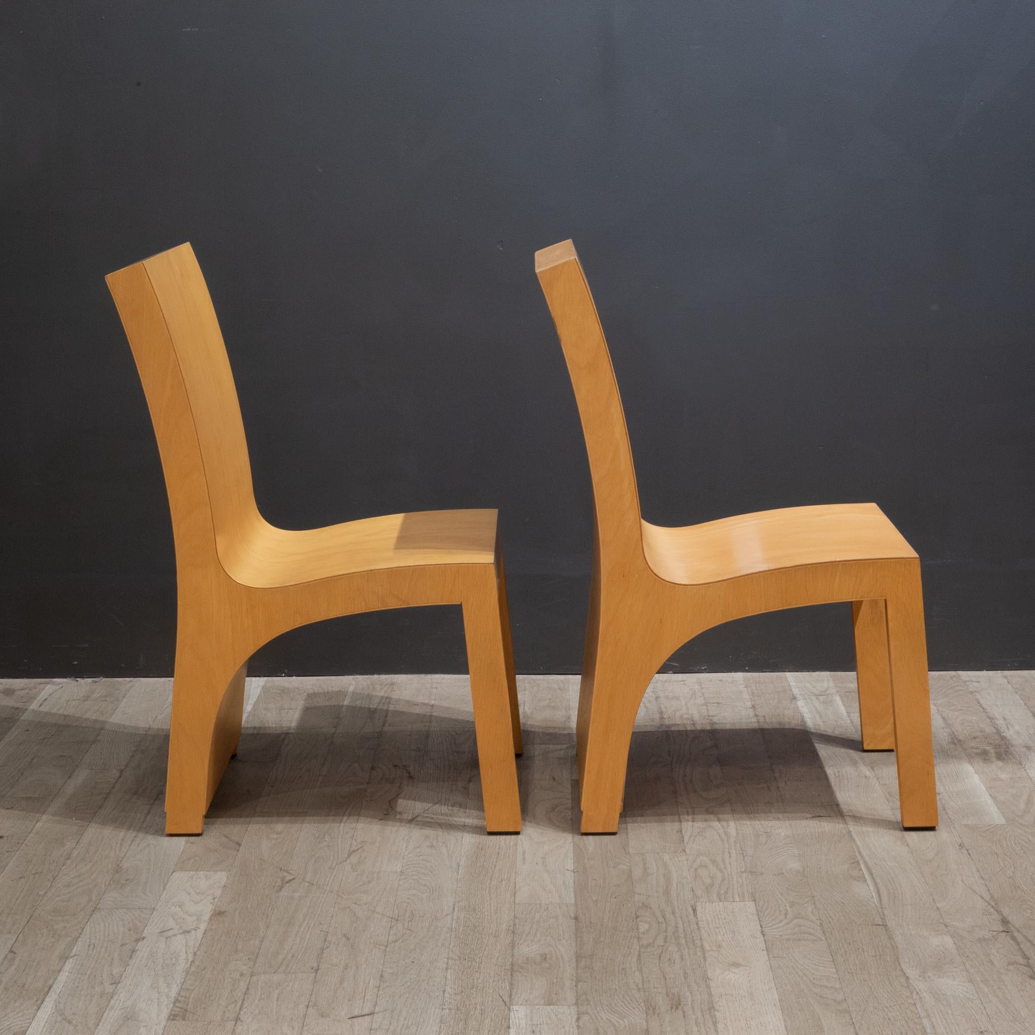 Danish Modern Oak Veneer Side Chairs 1