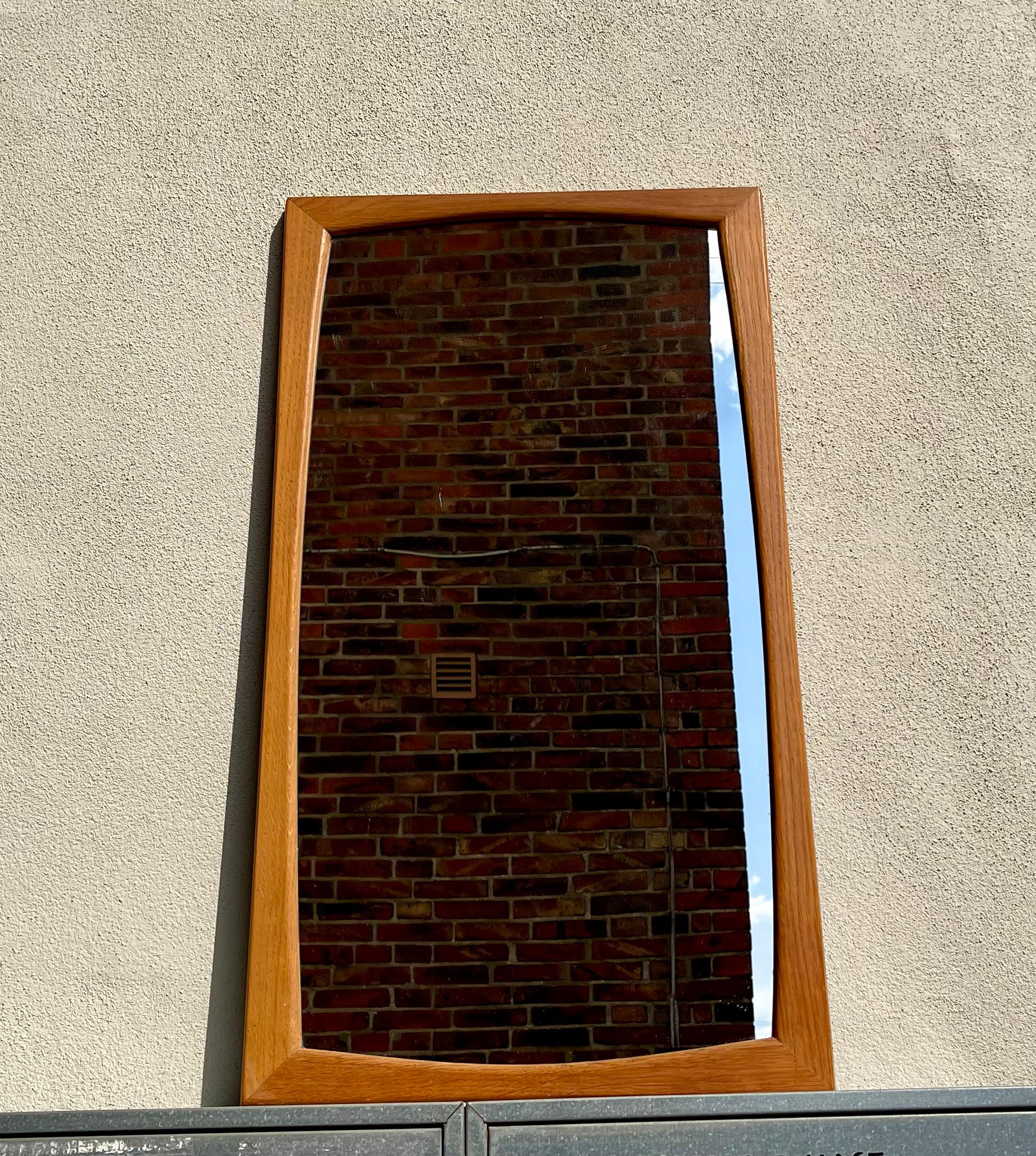 Mid-20th Century Danish Modern Oak Wall Mirror by Aksel Kjersgaard, 1960s For Sale