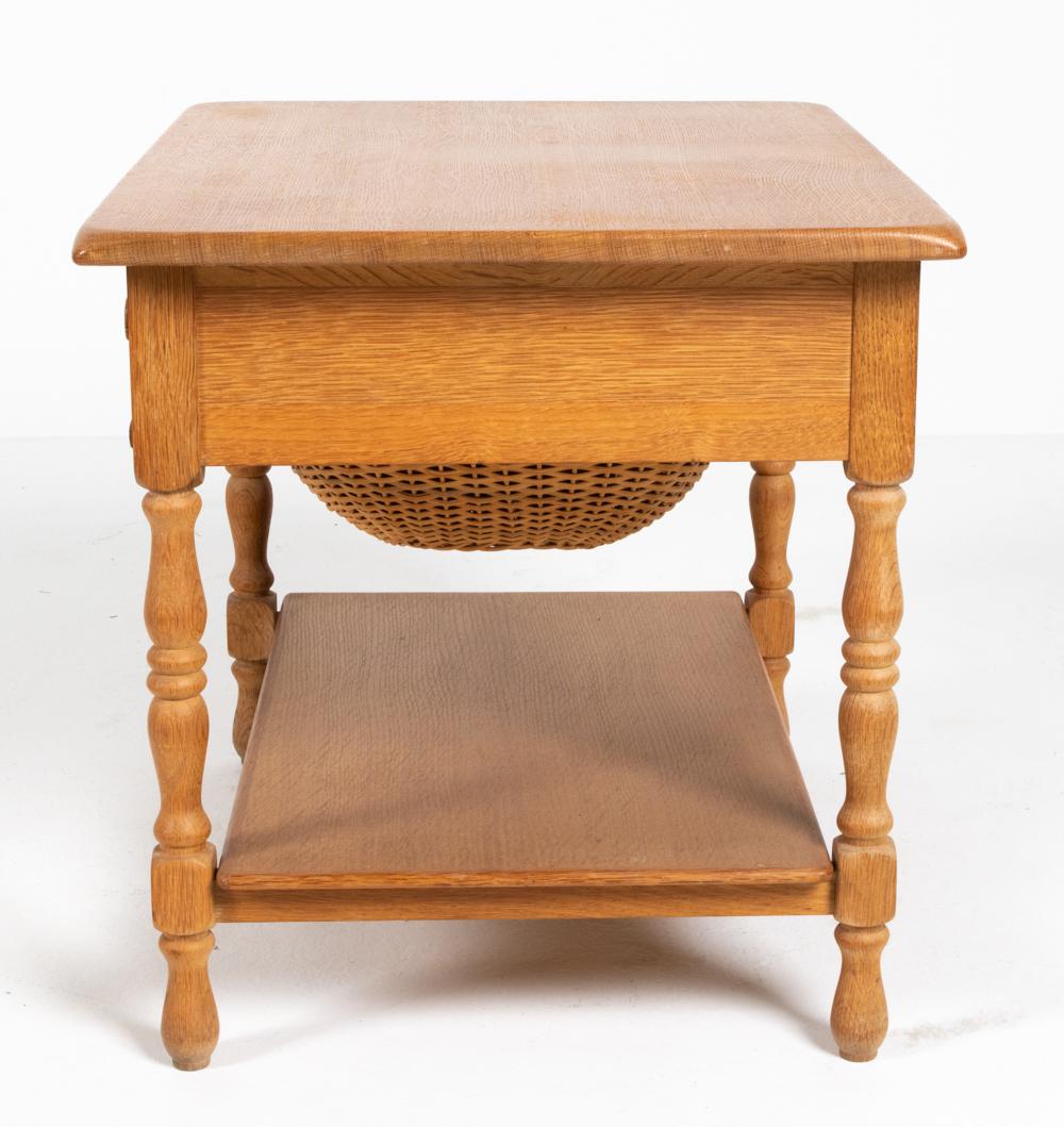 Danish Modern Oak & Wicker Sewing Table in the Manner of Henning Kjærnulf For Sale 7