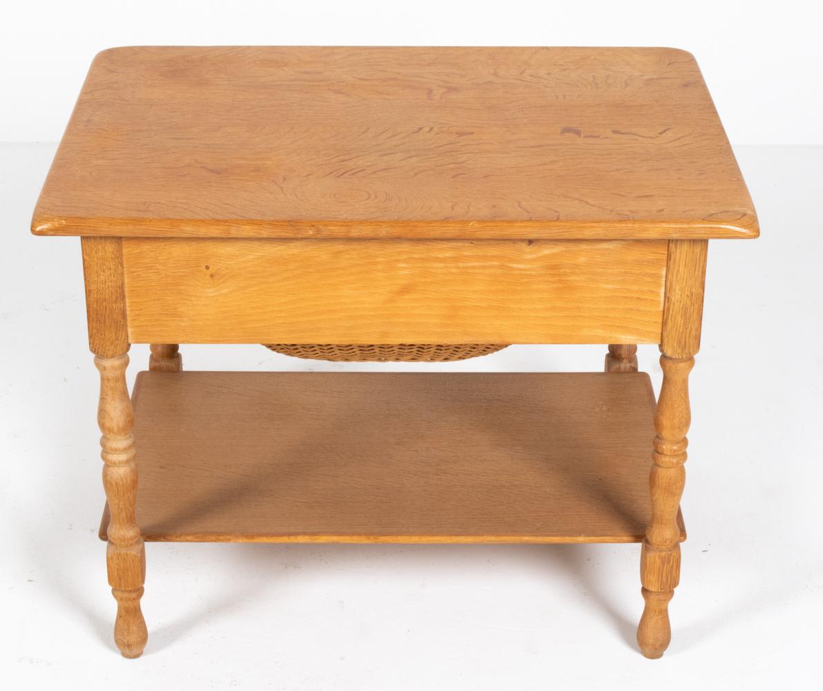 Danish Modern Oak & Wicker Sewing Table in the Manner of Henning Kjærnulf For Sale 8