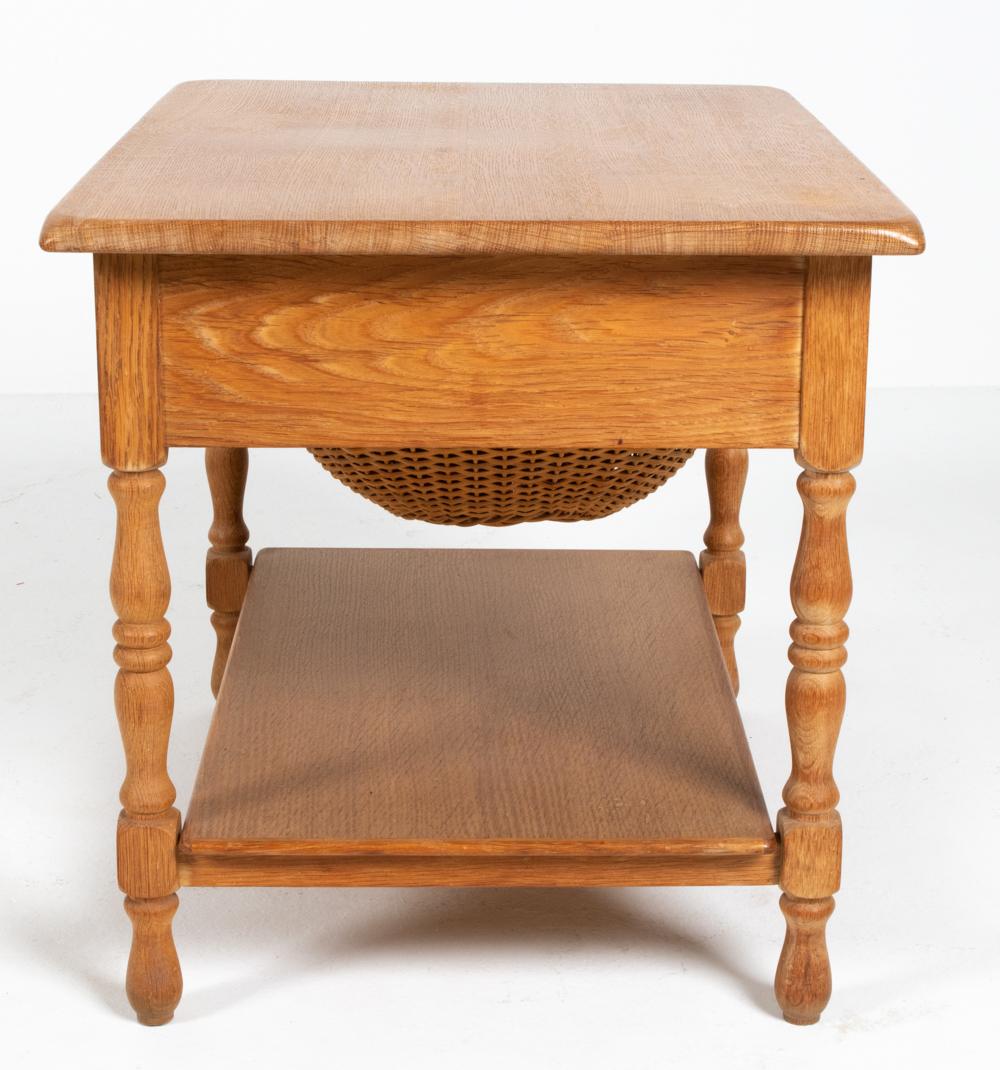 Danish Modern Oak & Wicker Sewing Table in the Manner of Henning Kjærnulf For Sale 11