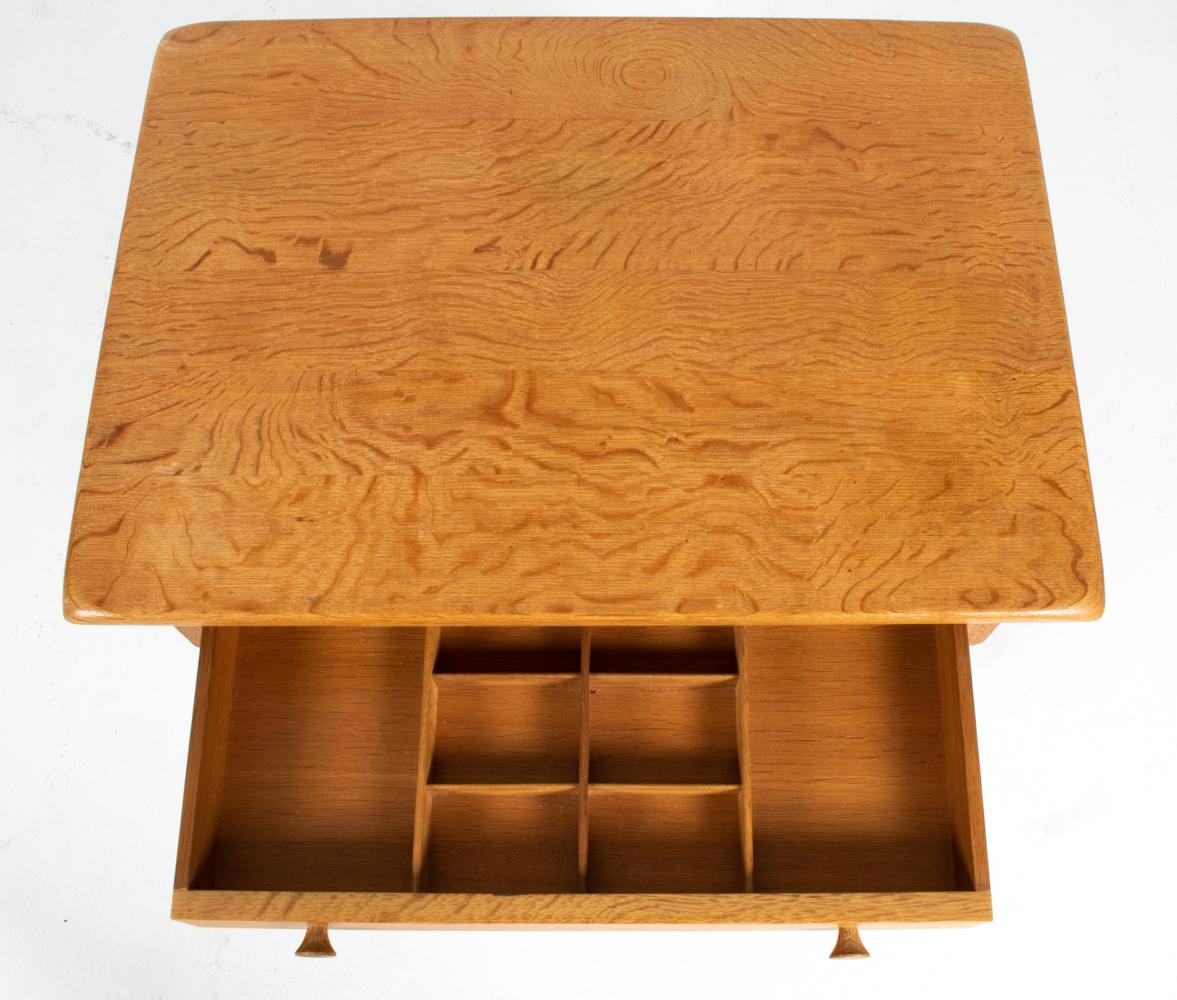Danish Modern Oak & Wicker Sewing Table in the Manner of Henning Kjærnulf For Sale 3