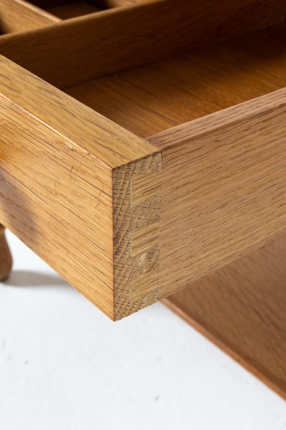Danish Modern Oak & Wicker Sewing Table in the Manner of Henning Kjærnulf For Sale 4