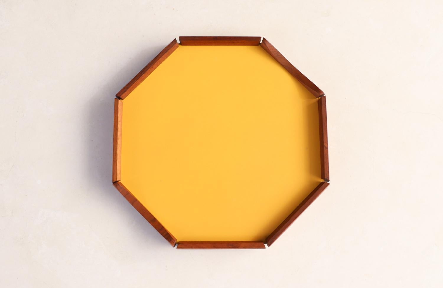 Mid-Century Modern Danish Modern Octagonal Teak & Reversible Color Tray For Sale