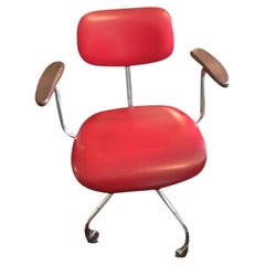 Danish Modern Office Chair in Red with Teak Paws