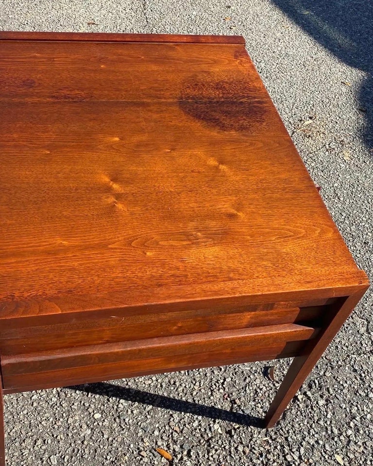 Danish Modern Oiled Walnut 2 Drawer End Tables/Nightstands, a Pair For