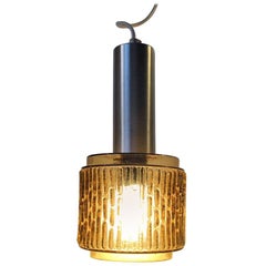 Lampada a sospensione moderna danese in vetro verde oliva, anni '60
