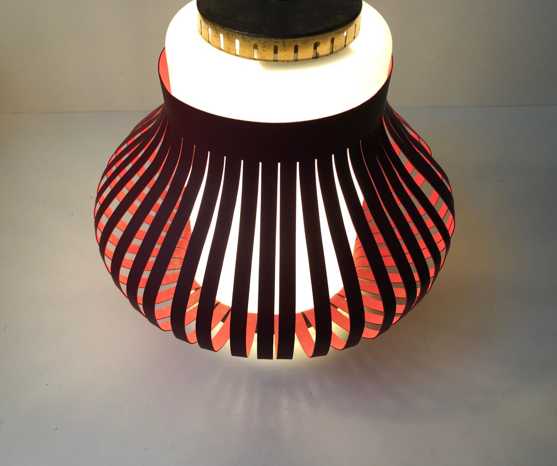 Danish Modern 'Opal Lamella' Pendant Lamp by Svend Aage Holm-sørensen, 1950s 4