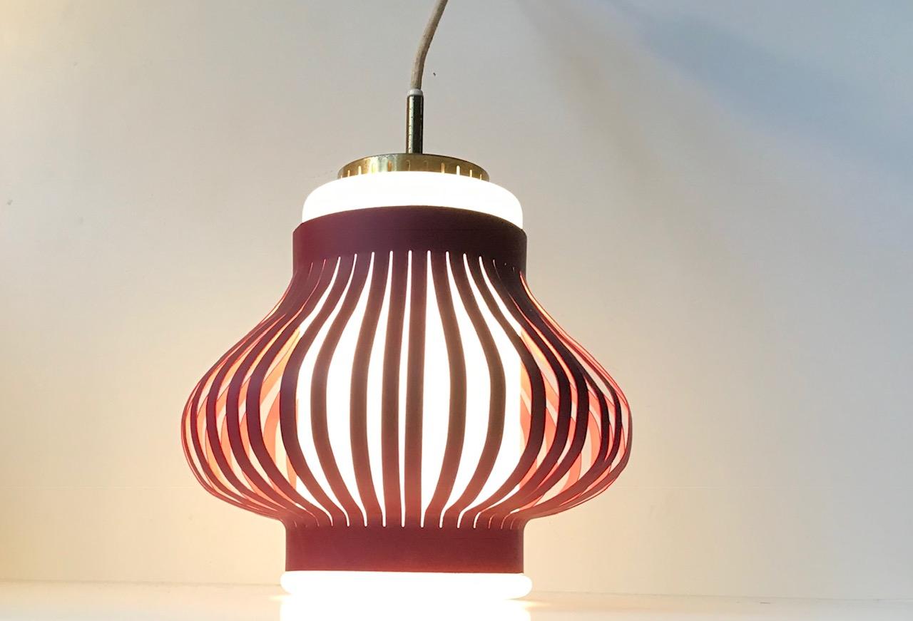 Aluminum Danish Modern 'Opal Lamella' Pendant Lamp by Svend Aage Holm-sørensen, 1950s