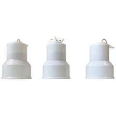 Danish Modern Opaline Glass Pendant Lamps by Lyskær Belysning, 1970s, Set of 3