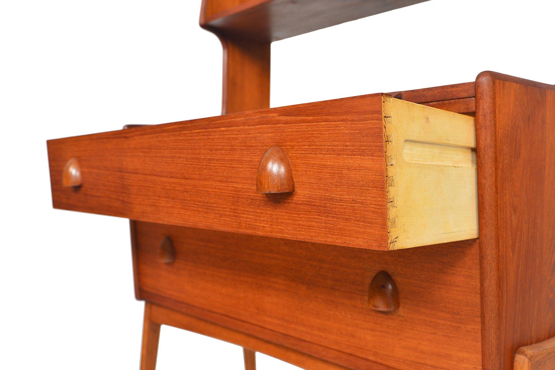 Danish Modern Open Center Teak Secretary Desk In Good Condition In Berkeley, CA