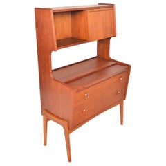 Vintage Danish Modern Open Center Teak Secretary Desk