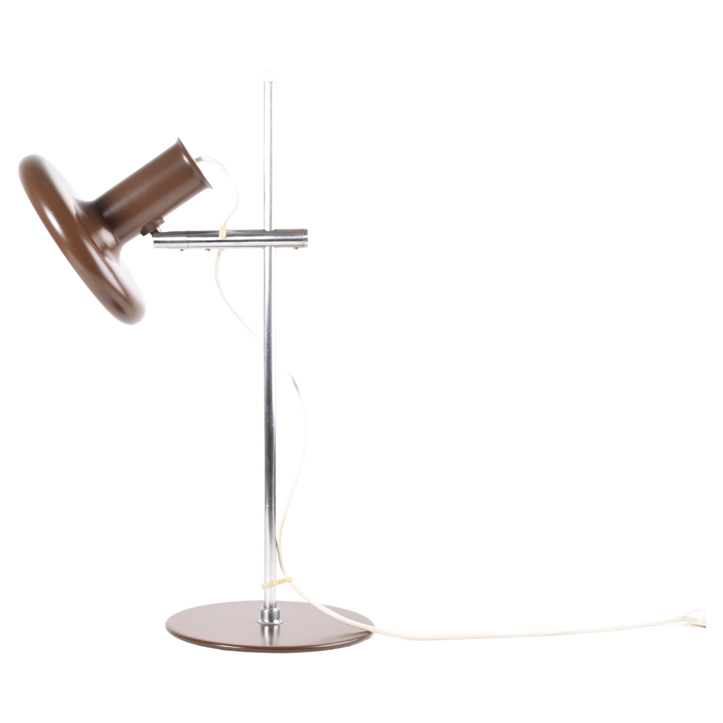 Danish Modern "Optima" Desk Table Lamp in Brown by Fog & Mørup Adjustable, 1970s For Sale