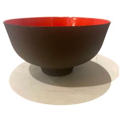 Danish Modern Orange Enamel Krenit Bowl by Herbert Krenchel for Torben Orskov