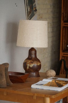 Danish Modern, Organic Shaped Ceramic Table Lamp in Earthern Colors, 1970s