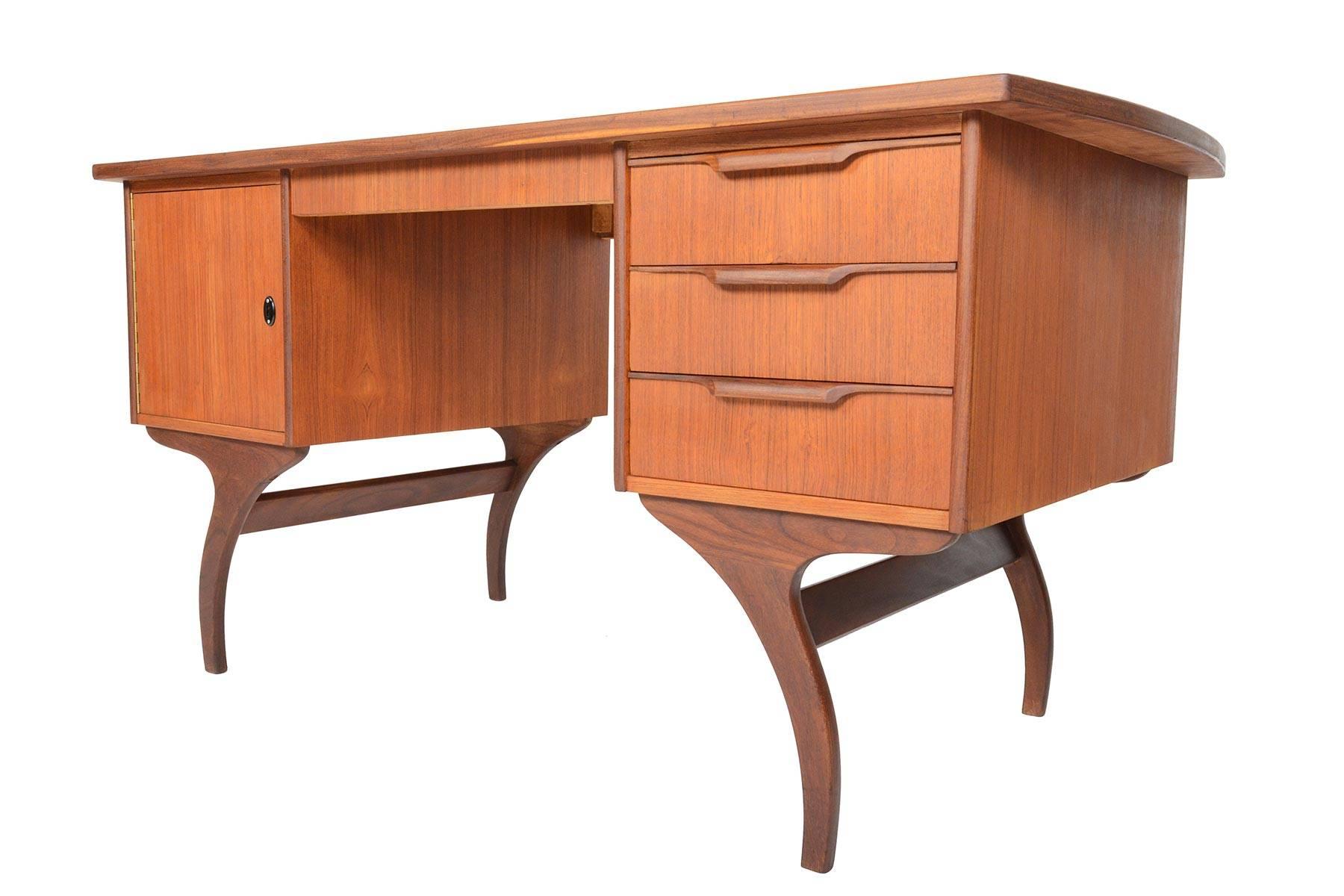 Danish Modern Organic Teak Writing Desk 1