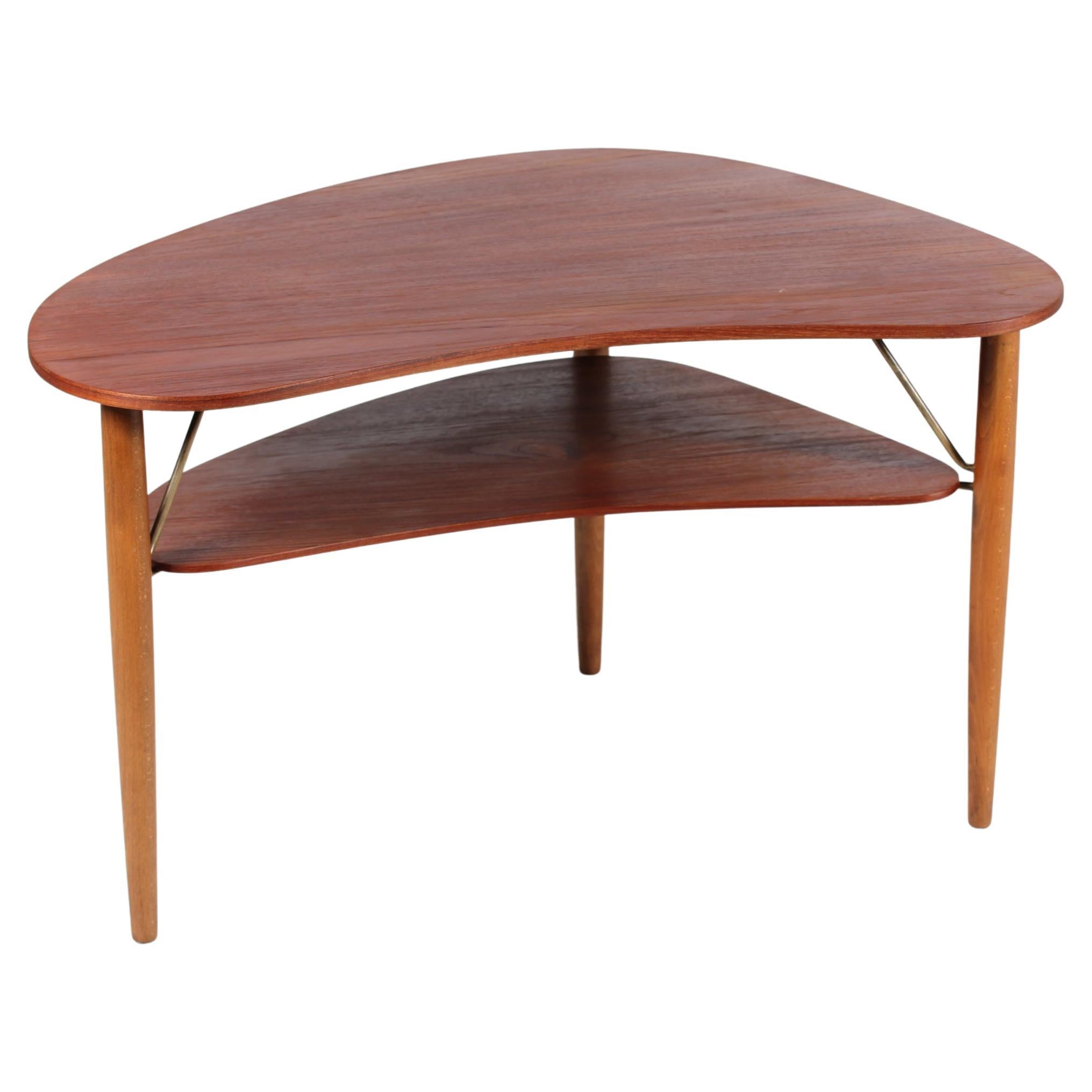 Danish Modern Organically Shaped Coffee Table of Teak and Beech, Denmark, 1950s For Sale