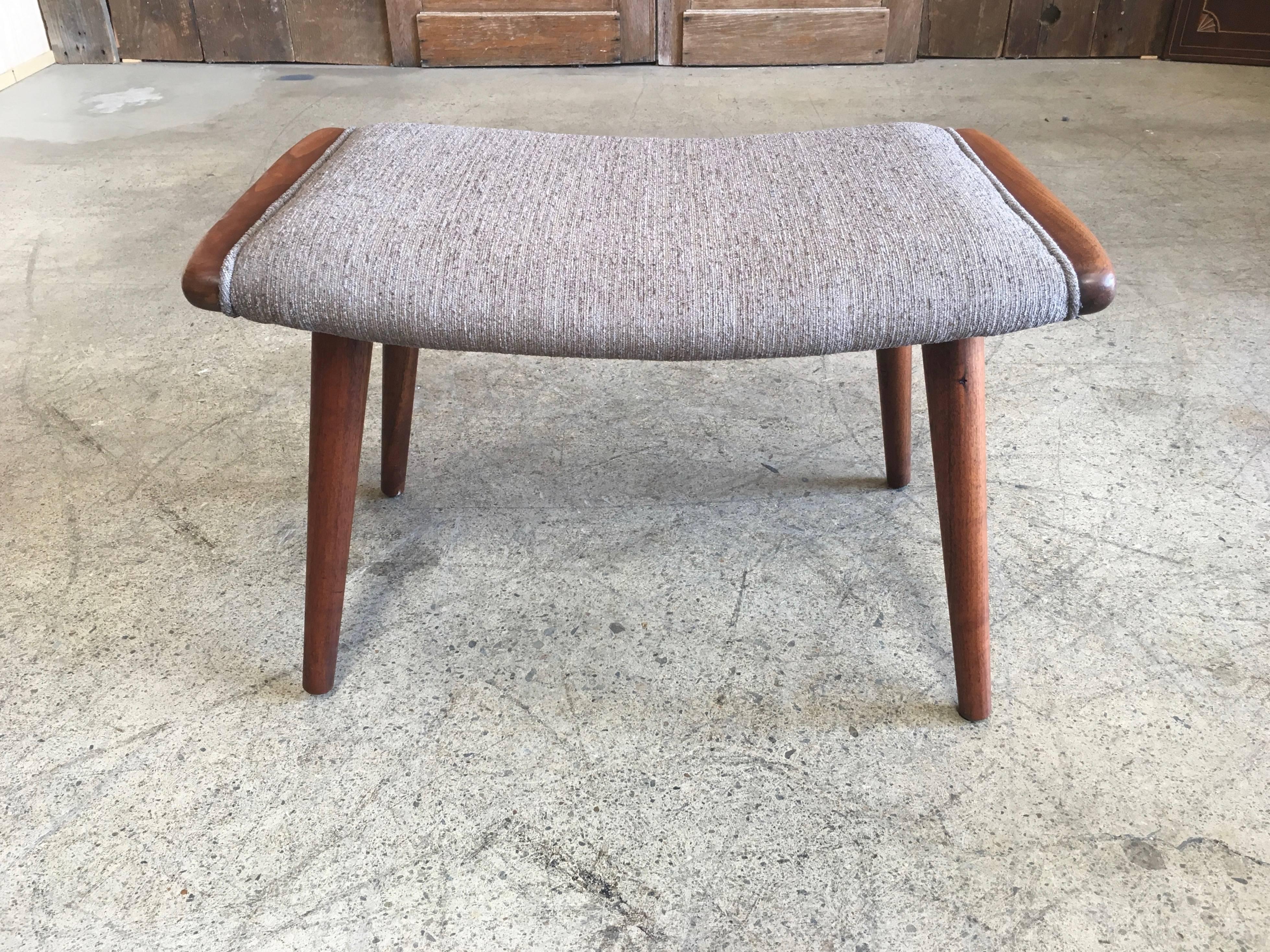 Danish modern teak stool with new foam and fabric.