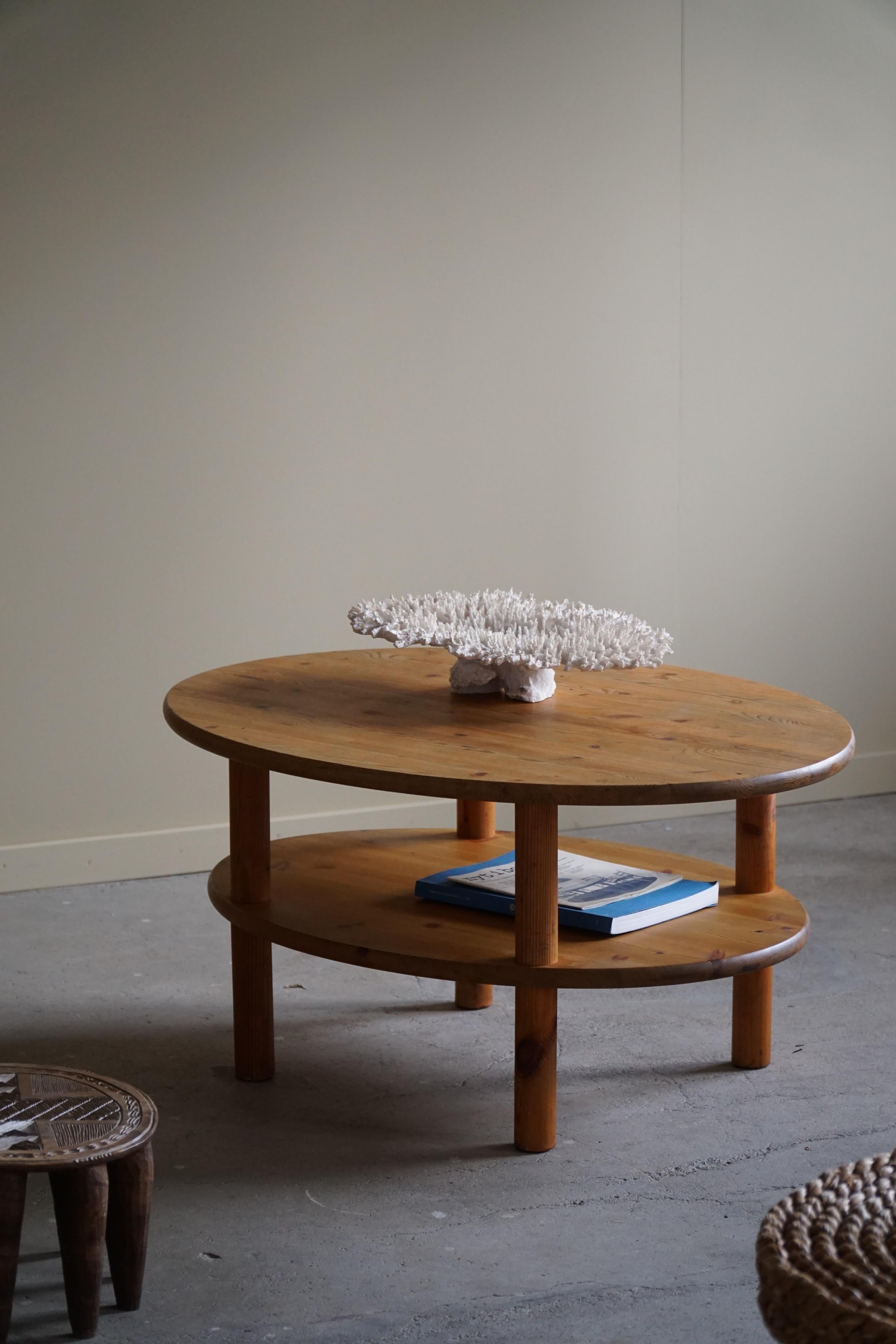Scandinavian Modern Danish Modern Oval Coffee Table in Solid Pine, Rainer Daumiller, 1970s