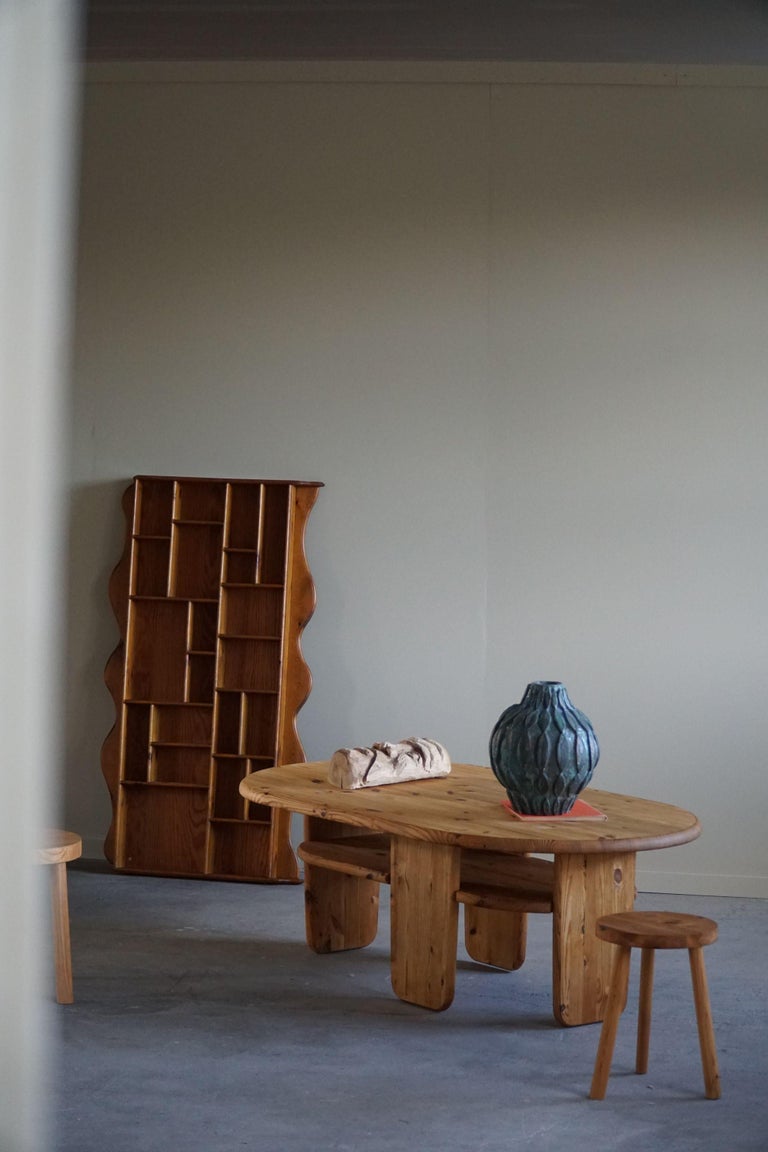Danish Modern Oval Coffee Table in Solid Pine, Rainer Daumiller Style