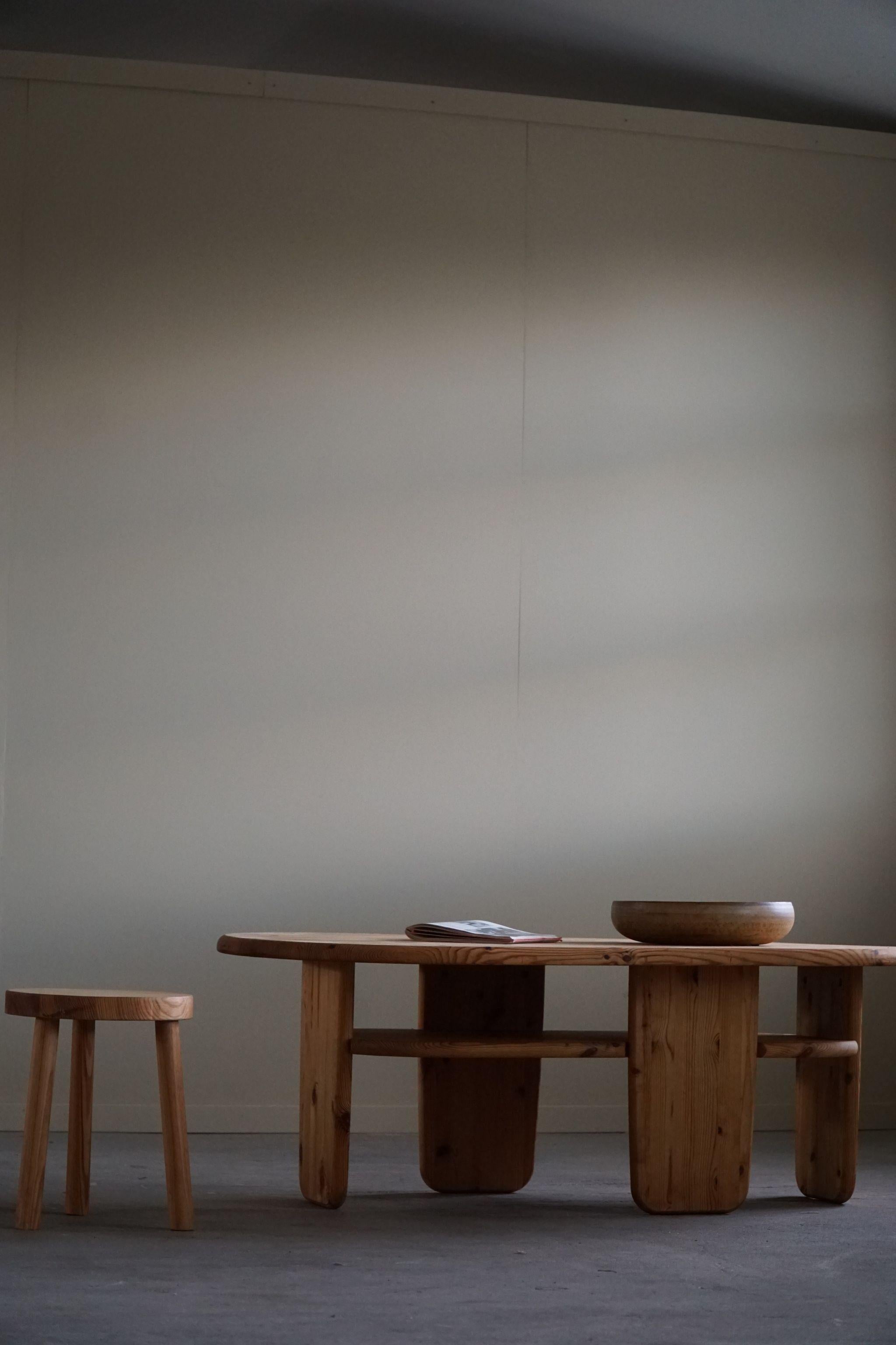 Scandinavian Modern Danish Modern Oval Coffee Table in Solid Pine, Rainer Daumiller Style, 1970s