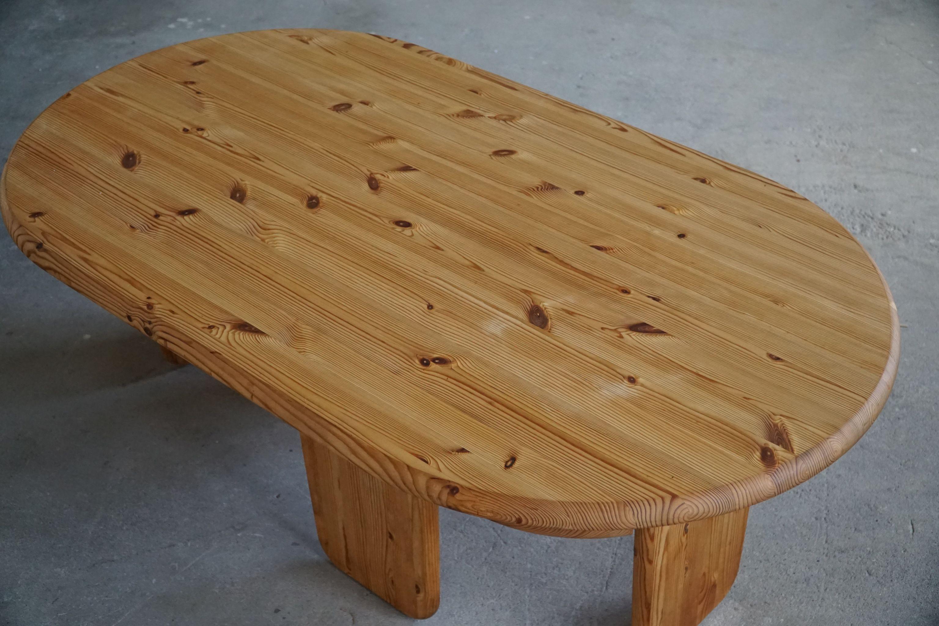 Danish Modern Oval Coffee Table in Solid Pine, Rainer Daumiller Style