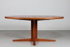Danish Modern Oval Pillar Teak Dining Table by Cabinetmaker Dyrlund/Skovby 1970s