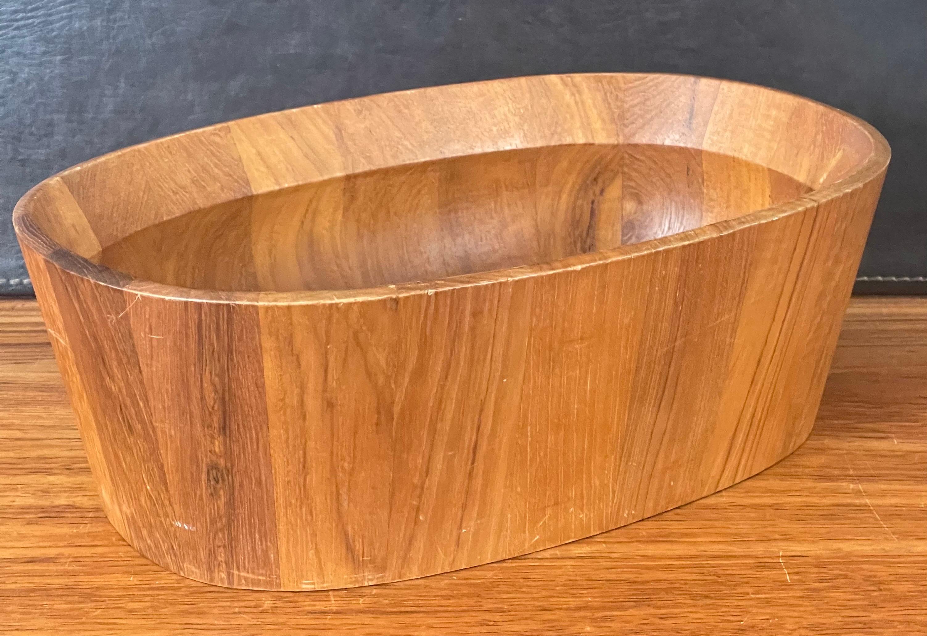 Danish Modern Oval Shaped Staved Teak Bowl by Jens Quistgaard for Dansk For Sale 1