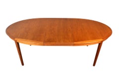 Danish Modern Oval Teak Dining Table + Two Leaves By Byrlund