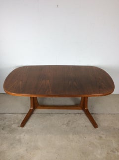 Danish Modern Oval Teak Dining Table with 2 Leaves
